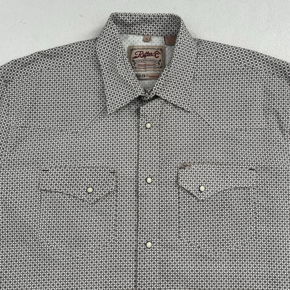 Rafter C Men Black Geometric Pearl Snap Pro Flex 45 Performance Western Shirt XL